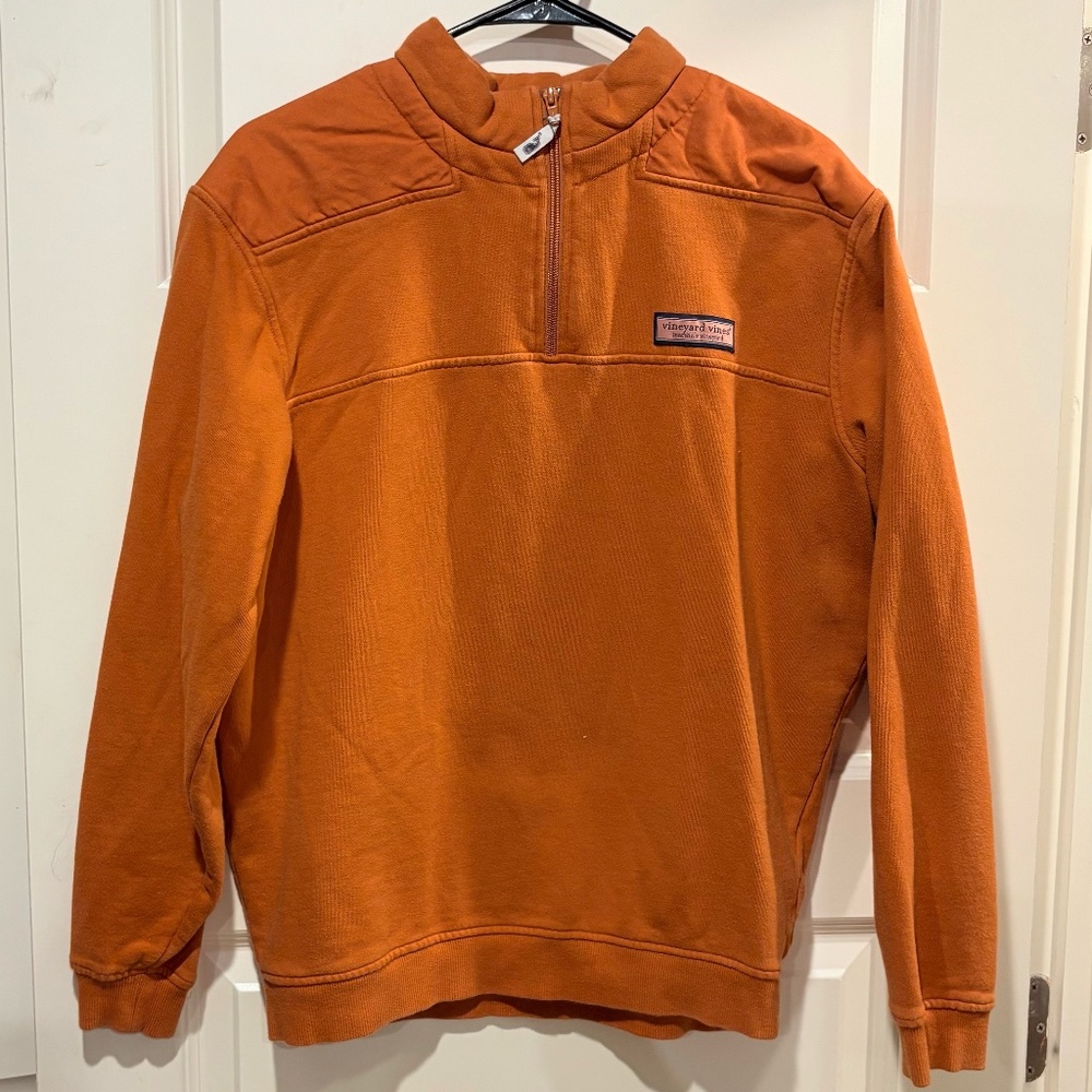 Vineyard Vines Martha's Vineyard Burnt Orange Quarter Zip Sweater Medium M